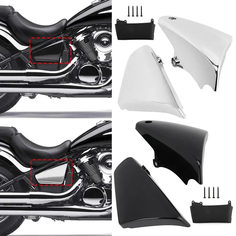 

Motorcycle ABS Plastic Left Right Battery Side Fairing Covers Black Chrome For Kawasaki Vulcan VN900 Classic Custom 2006-2020