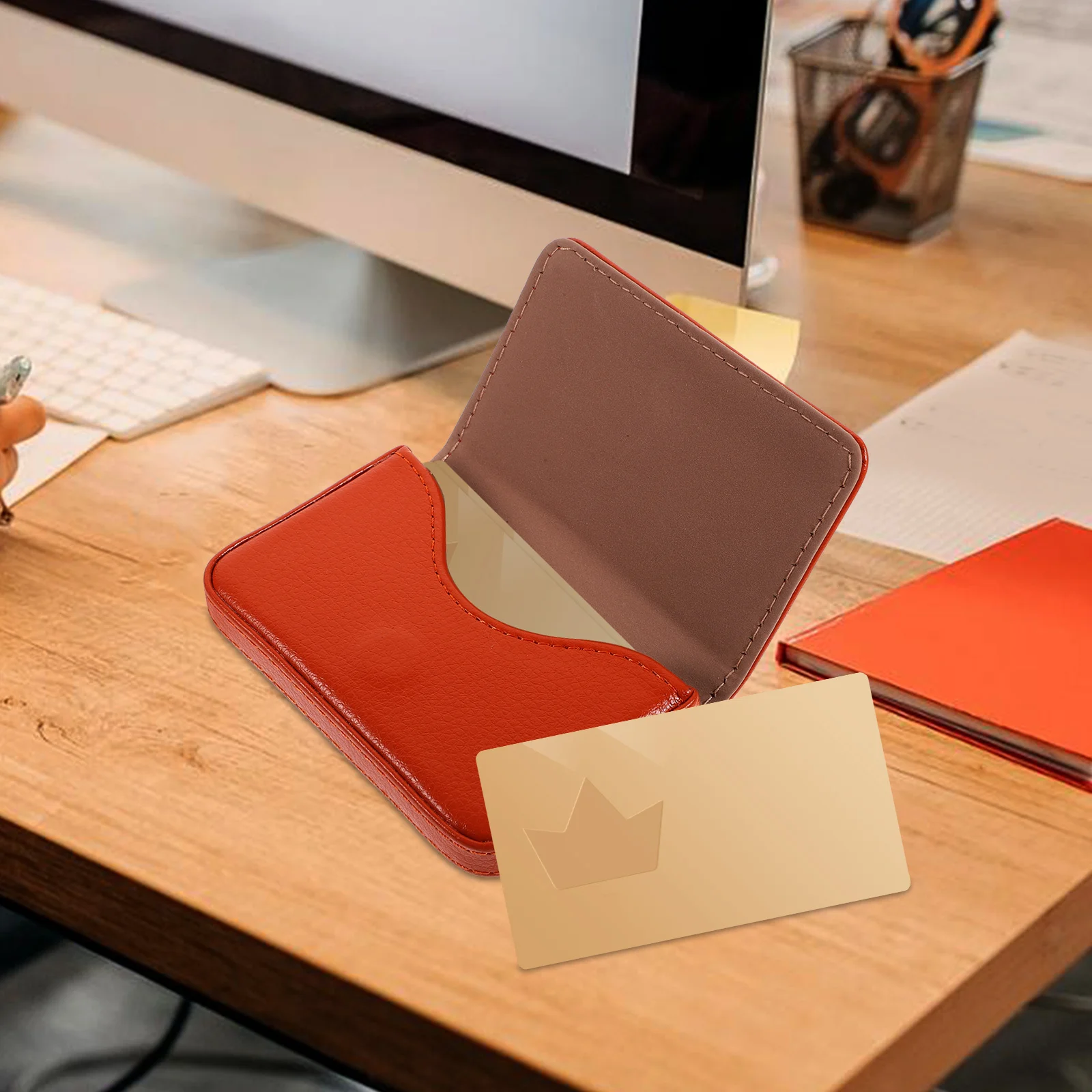 Business Card Box Multi-Function Portable Office Accessory for Commercial Personnel Card Holder Business Cards Container