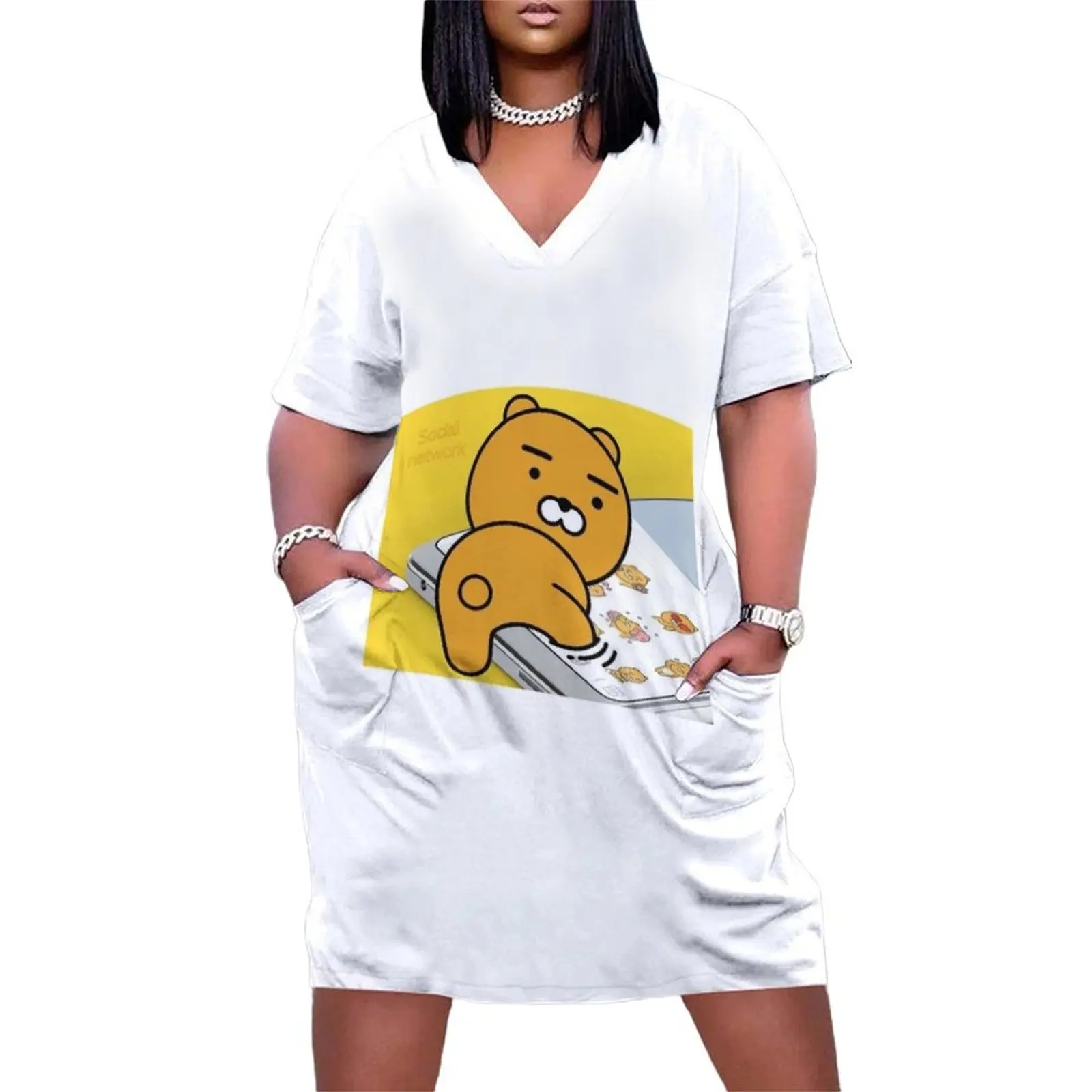 

Kakao social network cute bear Loose Pocket Dress prom dress 2025 women formal occasion dresses