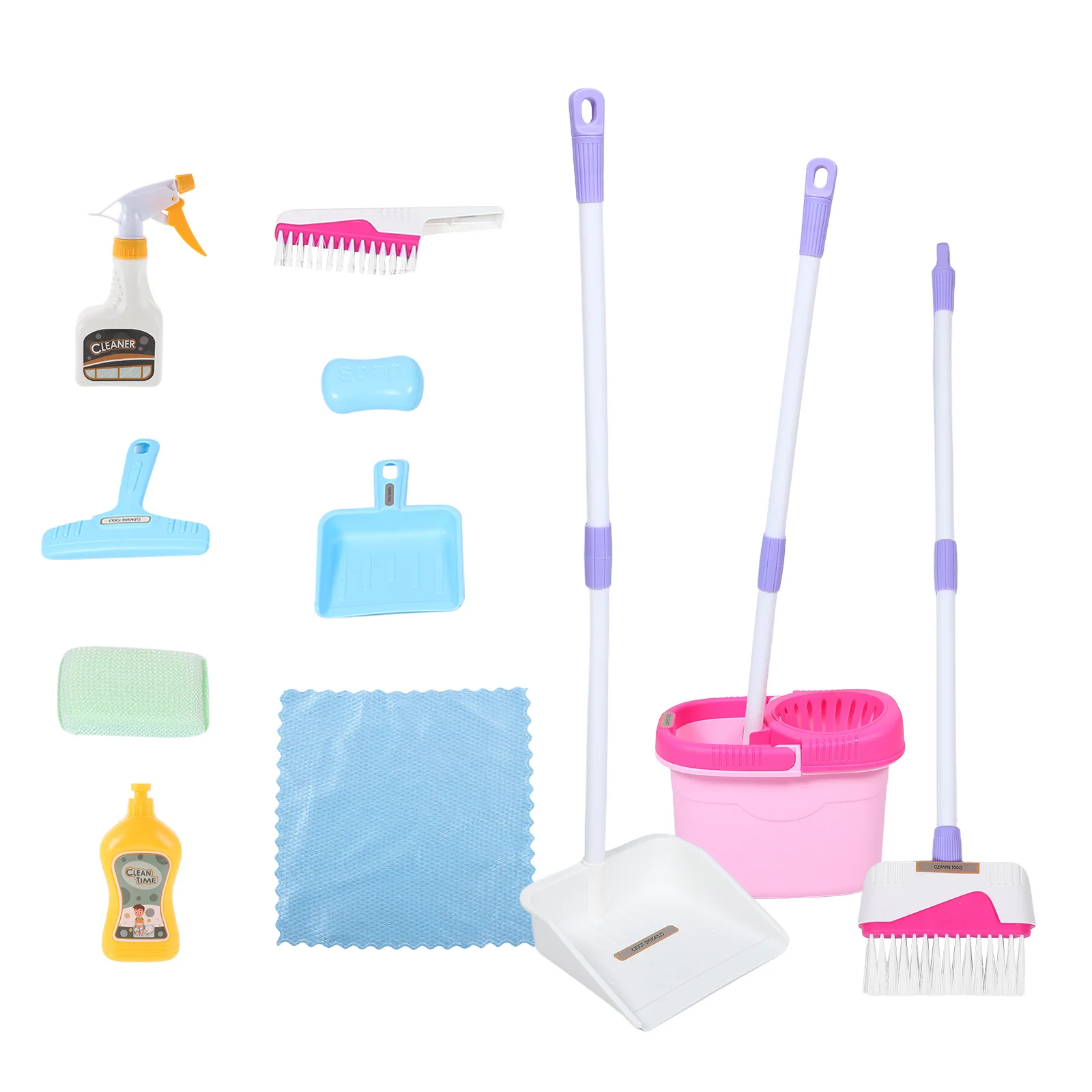 1세트 청소 도구 놀이용 빗자루 세트 현실적인 가정용 시뮬레이션 몬테소리 유아 청소 용품 작은 빗자루