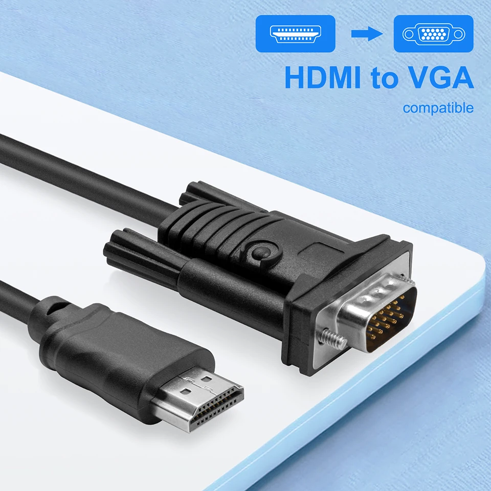 Video Converter Cable HDMI to VGA Cable Male HD-15 Adapter 1080P 1.5M for DVD Projector PlayStation 4 PS4/3 TV BOX TO Monitor