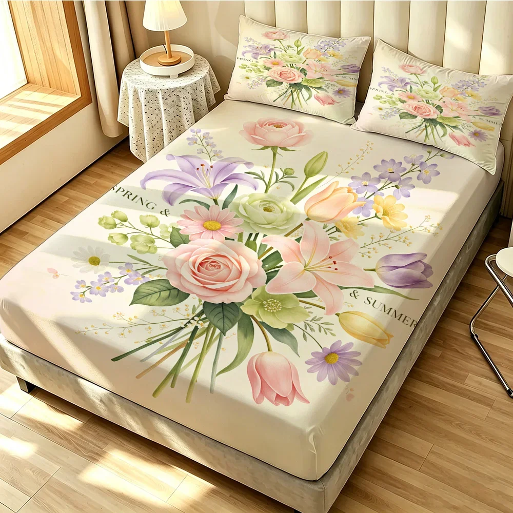 3PCS ink style printed coreless bed sheet set with bedding decoration that can be machine washed