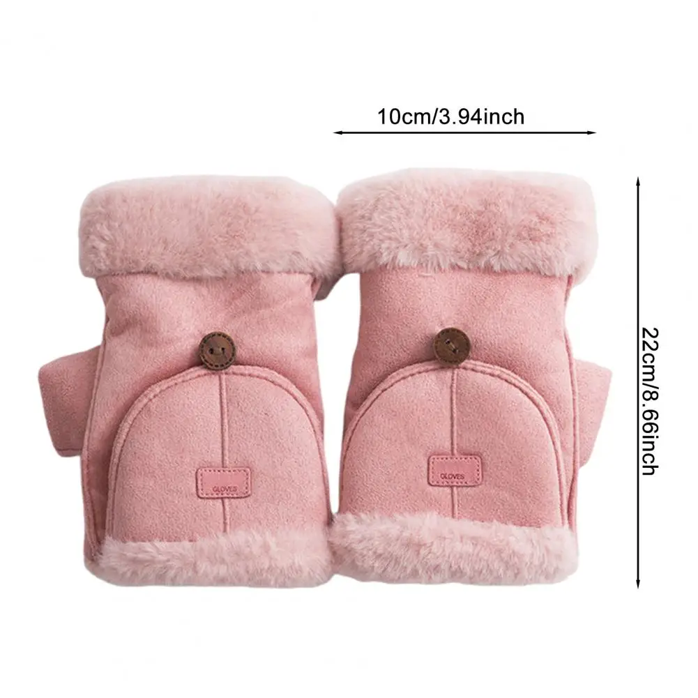 Mulheres inverno luvas de camurça conversível luvas sem dedos forrado de lã luvas quentes com punhos macios para ciclismo ao ar livre caminhadas