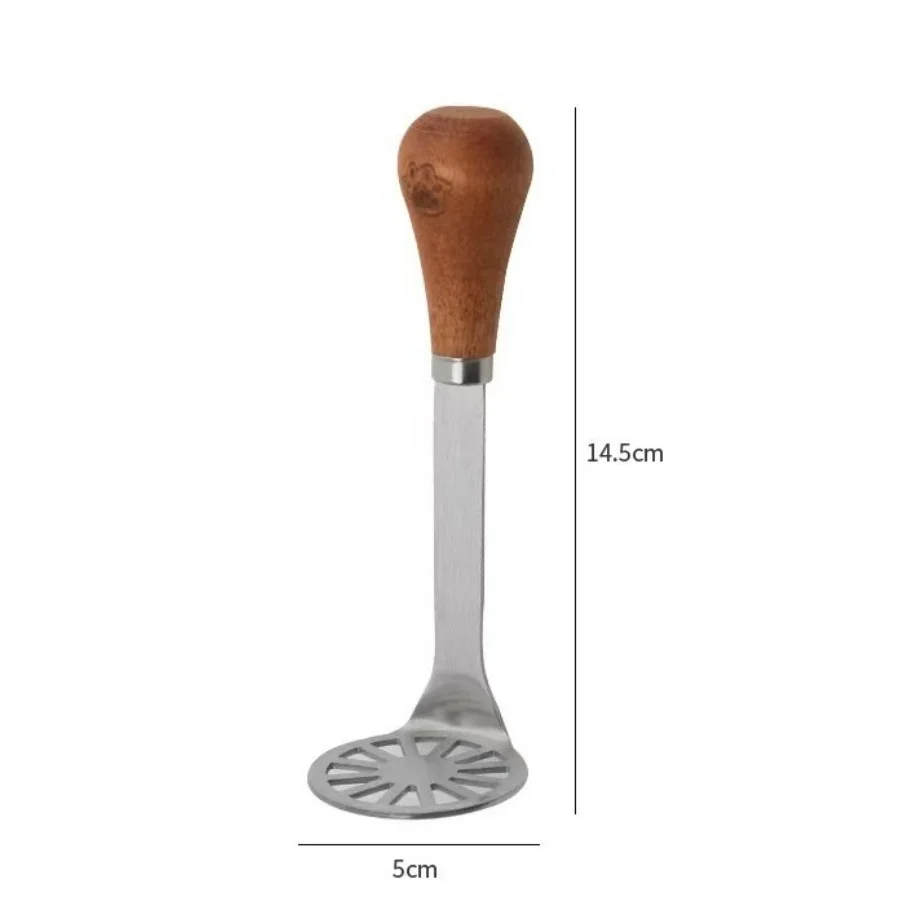 1pc Mini potato masher stainless steel wooden handle butter cheese spatula fruit masher Kitchen Tools