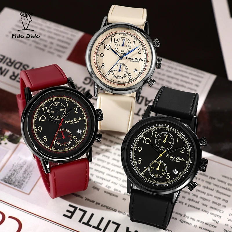 FIDODIDO Fashion Versatile Leisure Sports Trend Retro Tooling Wind Quartz Couple Watches Japan Movement Model FD2357-914