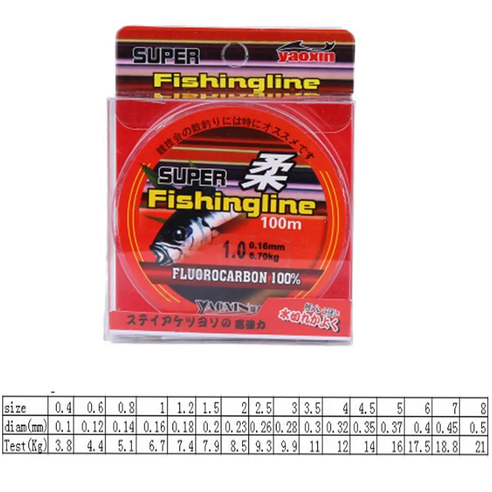 100M Super Strong 100% Fluorocarbon monofilamento Nylon PA lenza 0.8-6LB