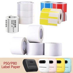 P50 Label Paper Waterproof Tear Resistant Inkless Thermal Label Sticker White Price Date Tag Suitable for Printer P50/P80