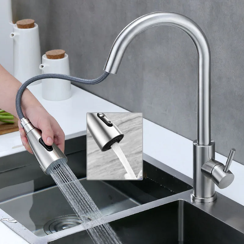 

Kitchen Water Pumping Faucet Double Water 304 Stainless Steel Hot and Cold Water Vegetable Basin Water Tank Bathroom