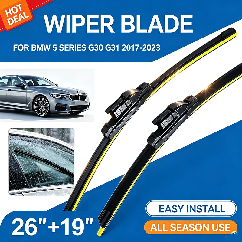 For BMW 5 Series G30 G31 2017-2023 Car Front Windshield Wiper Blades 26 Inch 19 Inch Durable Rubber All Weather Auto Accessories