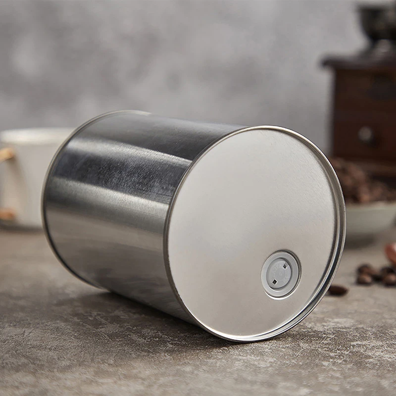 Food Grade Tin Cans 200g Coffee Bean Canisters Round Tea Caddy New