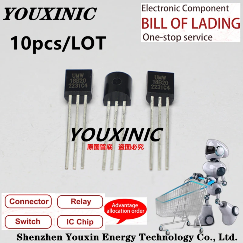 YOUXINIC  100% New Imported Original New Original DS1820 18B20 TO-92 Temperature Sensor