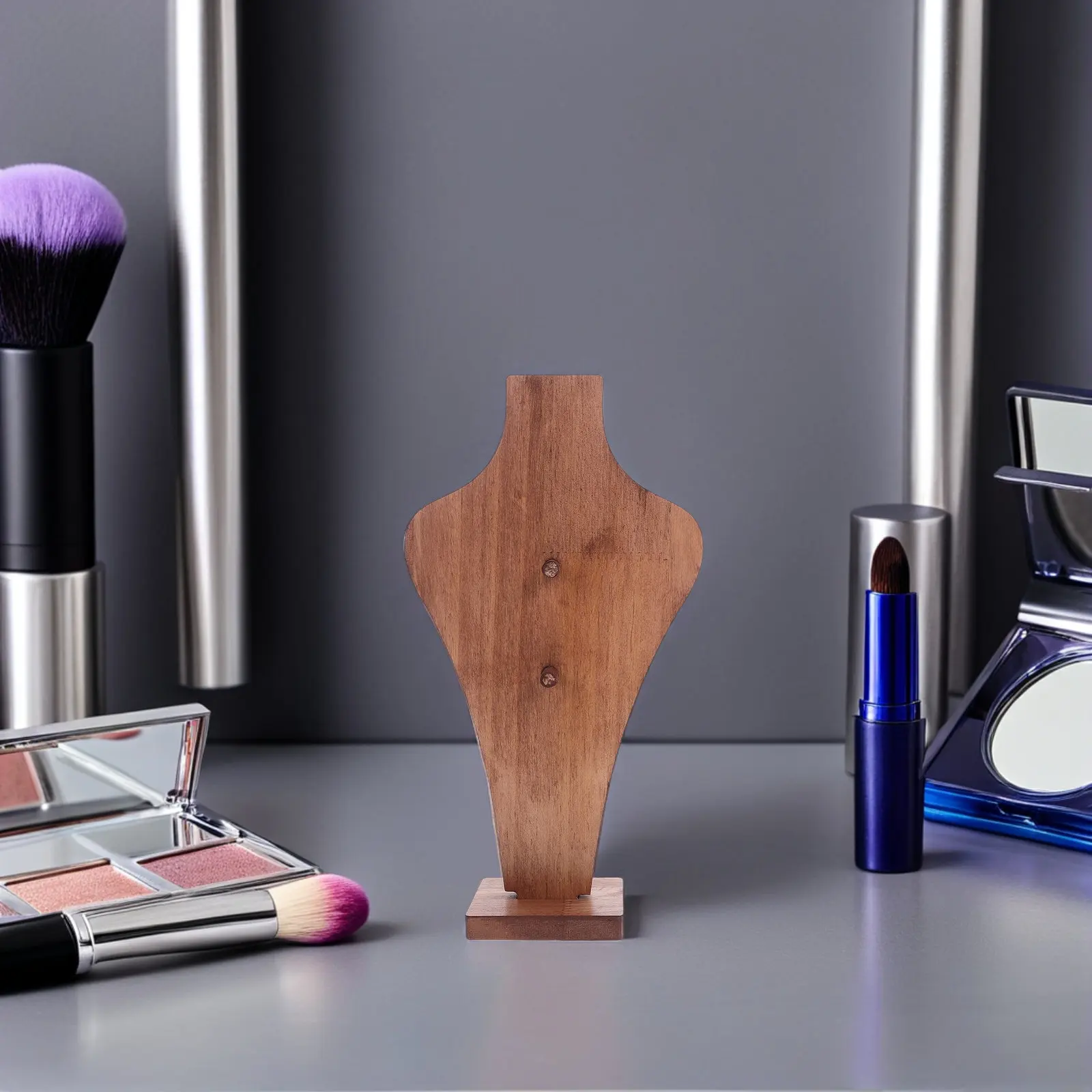 Vase Shaped Wooden Jewelry Display Stand Solid Wood Necklace Pendant Chain Organizer Elegant Decorative Easel for Dressing Table