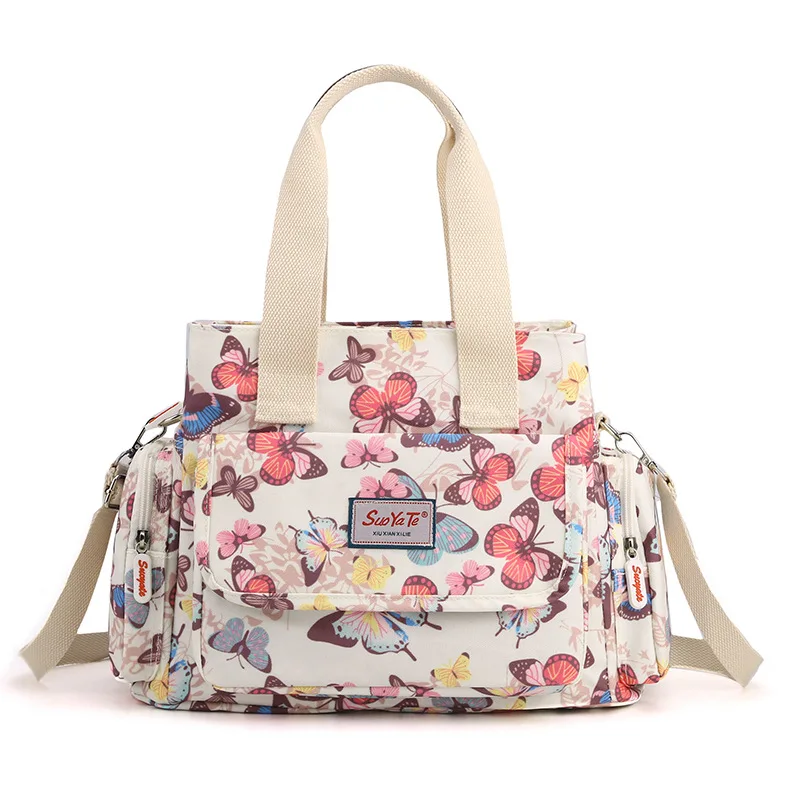 Bolso de mano con estampado de flores románticas de Francia, bolso de viaje ligero con múltiples compartimentos, bolso de hombro de gran capacidad con estampado Simple