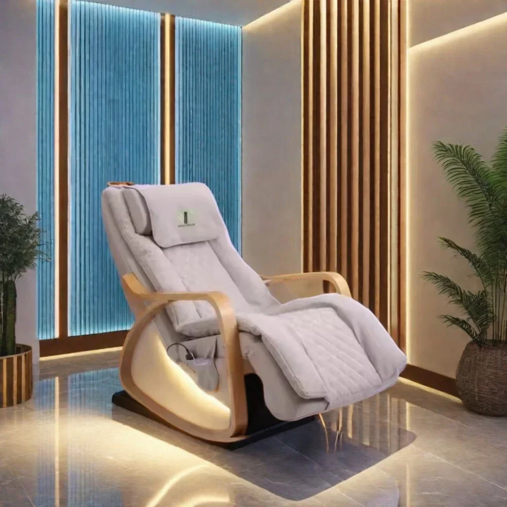 Electric Leisure Rocking Recliner Shiatsu Heating Vibrating 0 Gravity Massage Chair with Manual-wired Control for Living Room