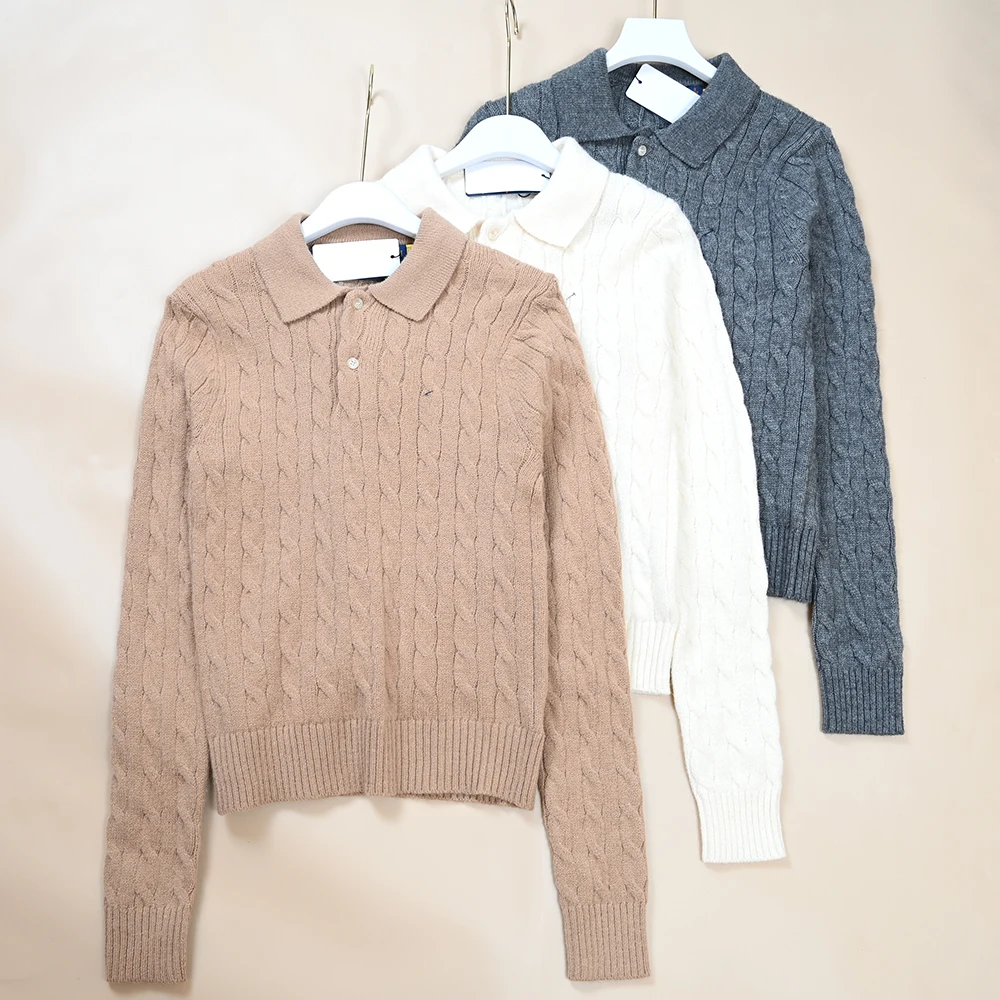 

Autumn Winter New Style Women's Knitted Neck Sweater Long Sleeve Casual Pullover with Twist Flower Weave Casual Wear
