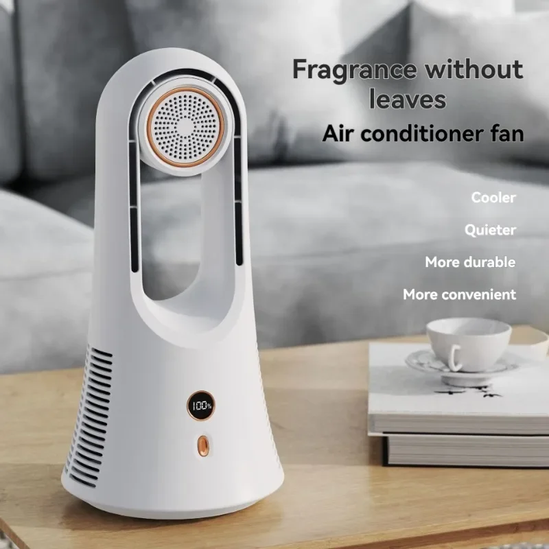 Bladeless Fan Removable Aromatherapy Box Home USB Cooling Fan New Desktop Noiseless 6-speed Adjustable Air Conditioning Fan