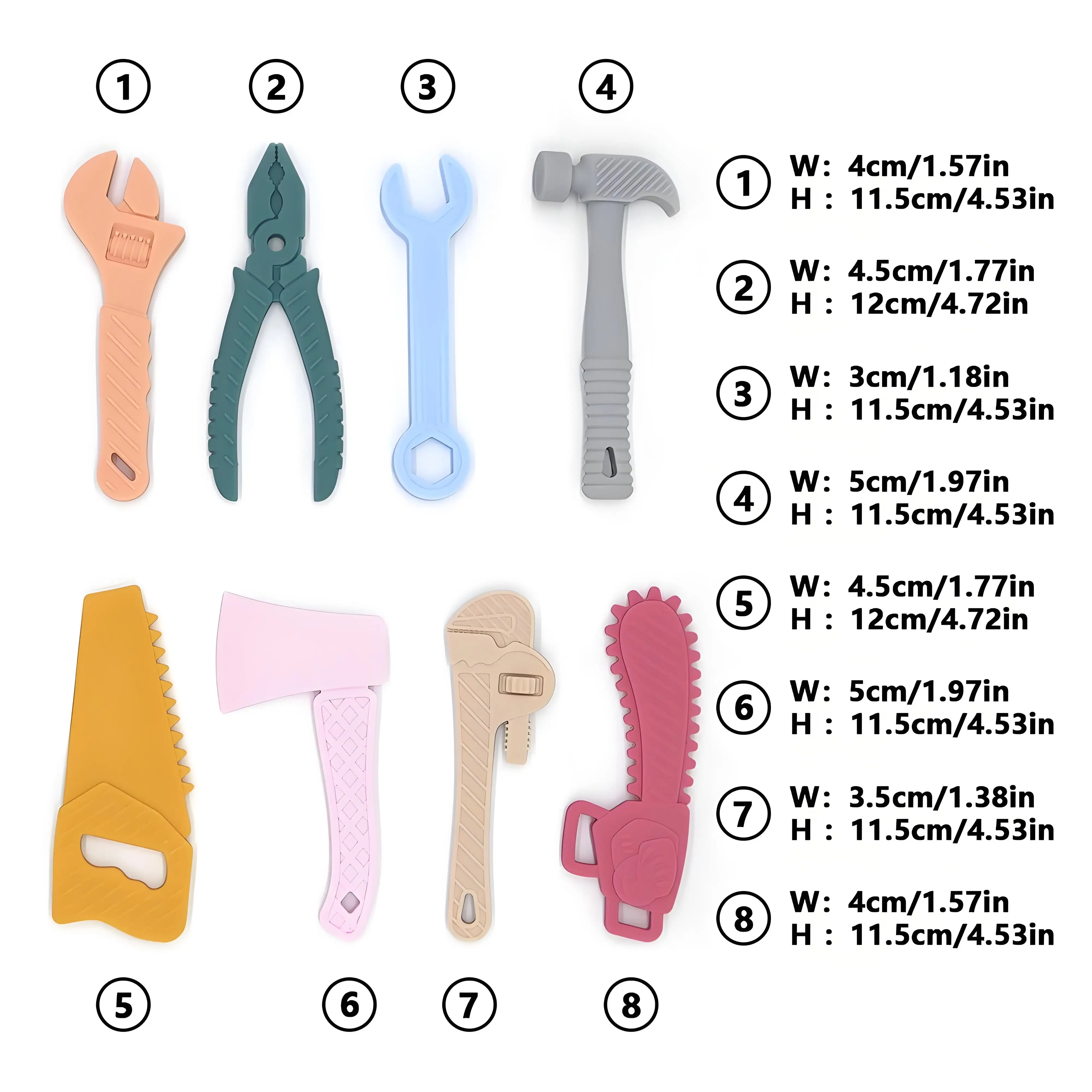 

8pcs Silicone Teething Toys Set for Babies Multicolor Shaped Teethers Daily Use Children's Teeth Grinding Relief Tools