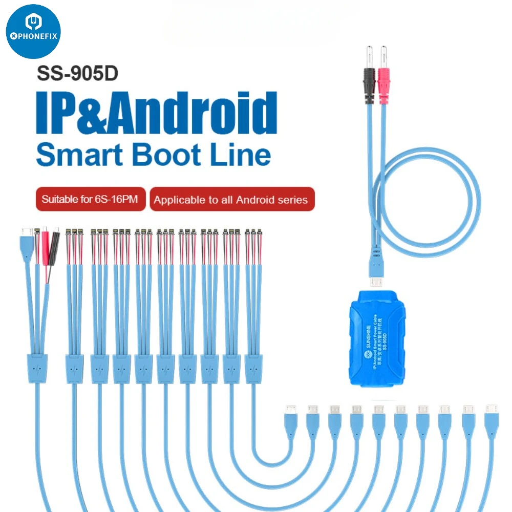 Sunshine SS-905D kabel aktivasi baterai pengisi daya, perbaikan ponsel Android IOS jalur Boot cerdas DC untuk IPhone 6S-16PM