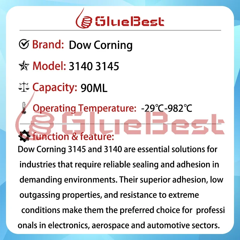 Imagem -06 - Dow Corning 3145 3140 90ml Borracha de Silicone Eletrônico Isolamento Fixo Selante Resistente à Tensão Produto Original