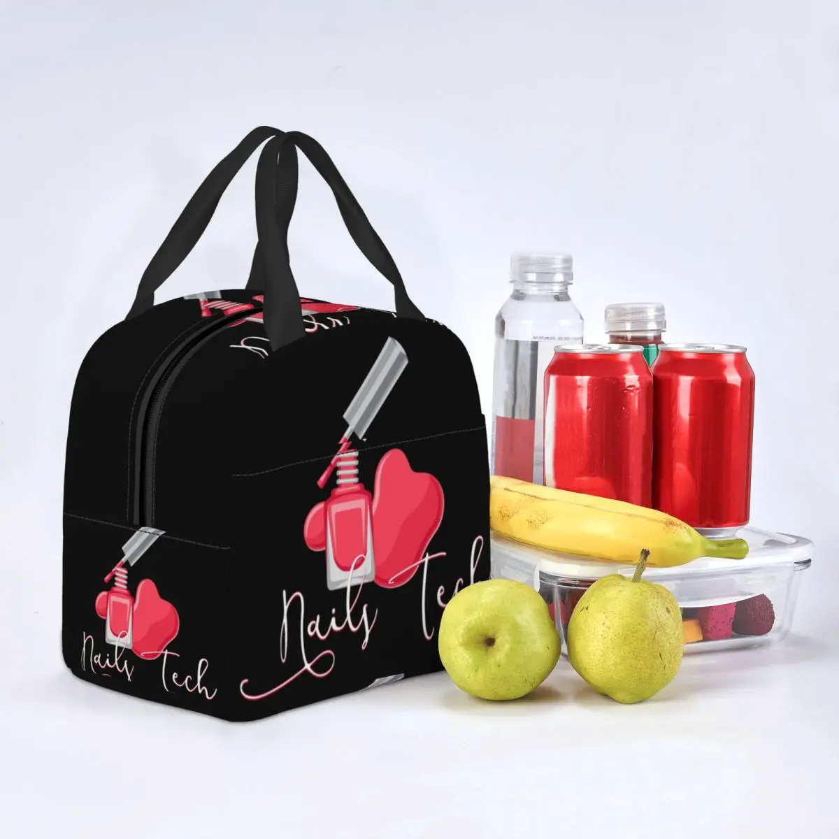 Fashion Nail Polish Insulated Lunch Bags for Work School Fingernail Manicure Tech Resuable Cooler Thermal Bento Box Women