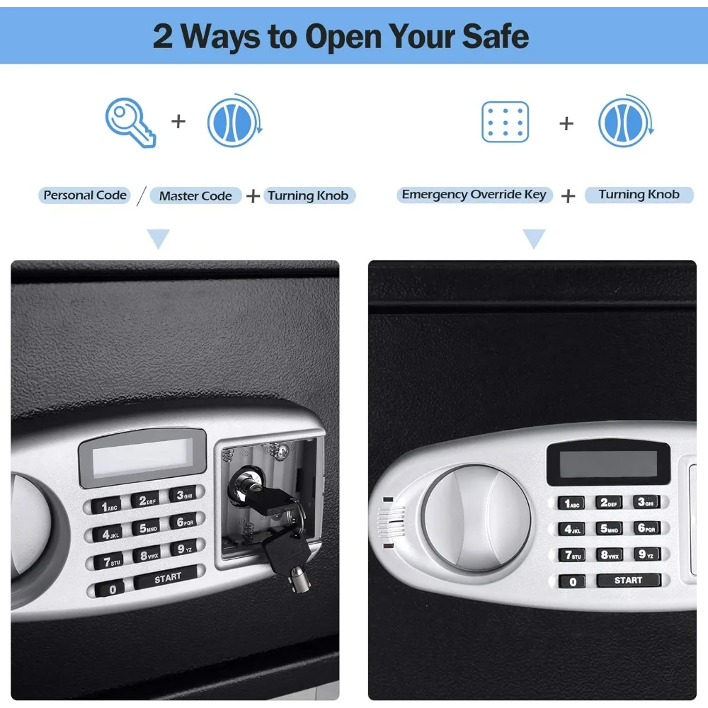 آمن رقمي مع مفاتيح طوارئ وفتحة إيداع، صندوق خزنة إلكتروني لمسدس مستندات مجوهرات النقود النقدية، فتحة قطرة Saf