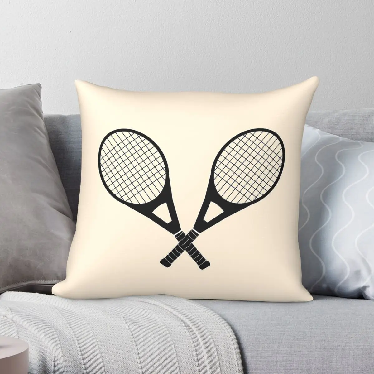 Tennis Racket Pillowcase Polyester Linen Velvet Pattern Zip Decor Pillow Case Home Cushion Cover