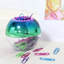 Round Paper Clips Storage Box Paper Clip Dispenser Magnetic Paper Clip Holder with 100 Clips Desktop Organizer Office Supplies