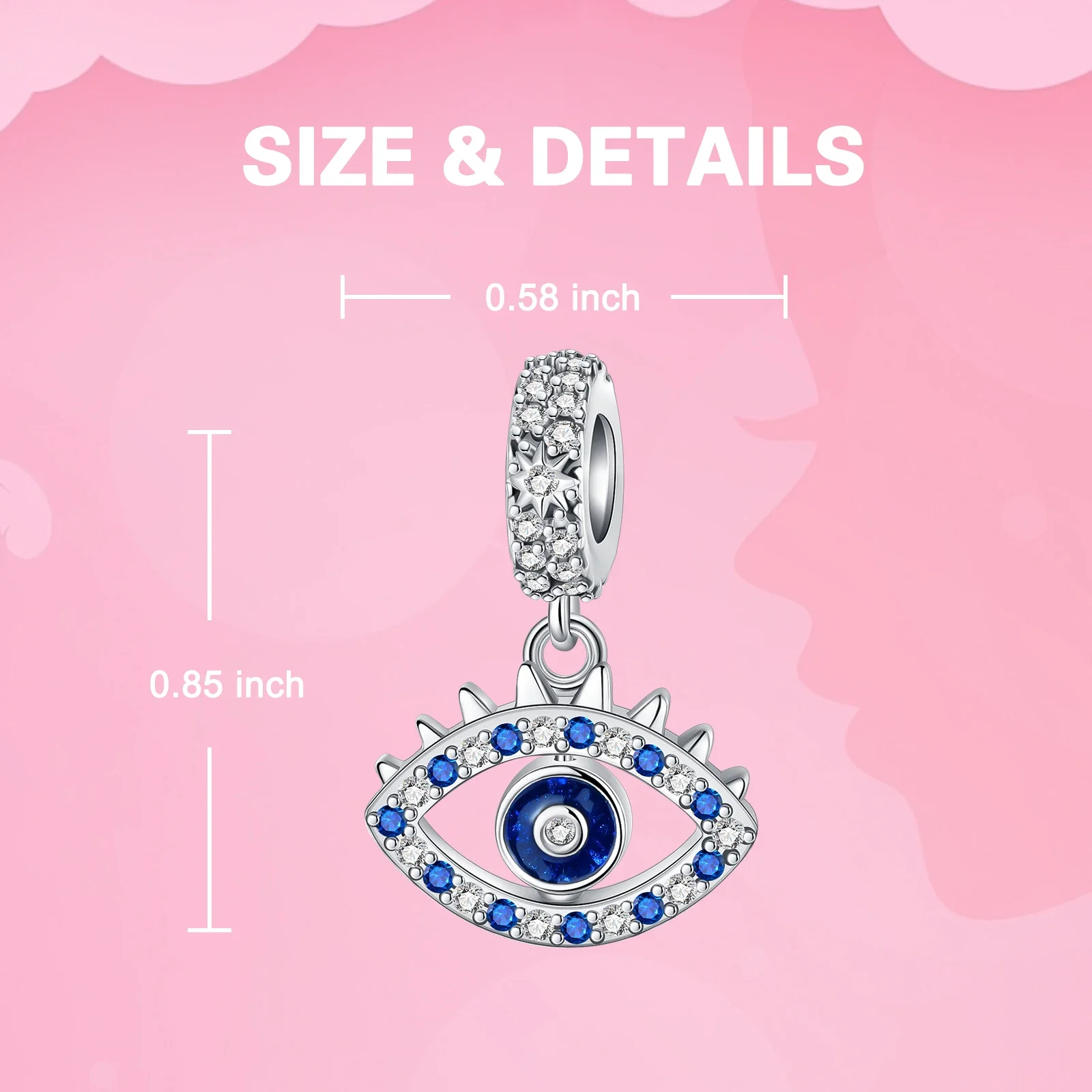 925 فضة القلب Charm Charm ، عين الشيطان ، الصليب ، صالح الأصلي باندورا سوار ، DIY بها بنفسك قلادة ، مجوهرات الإناث