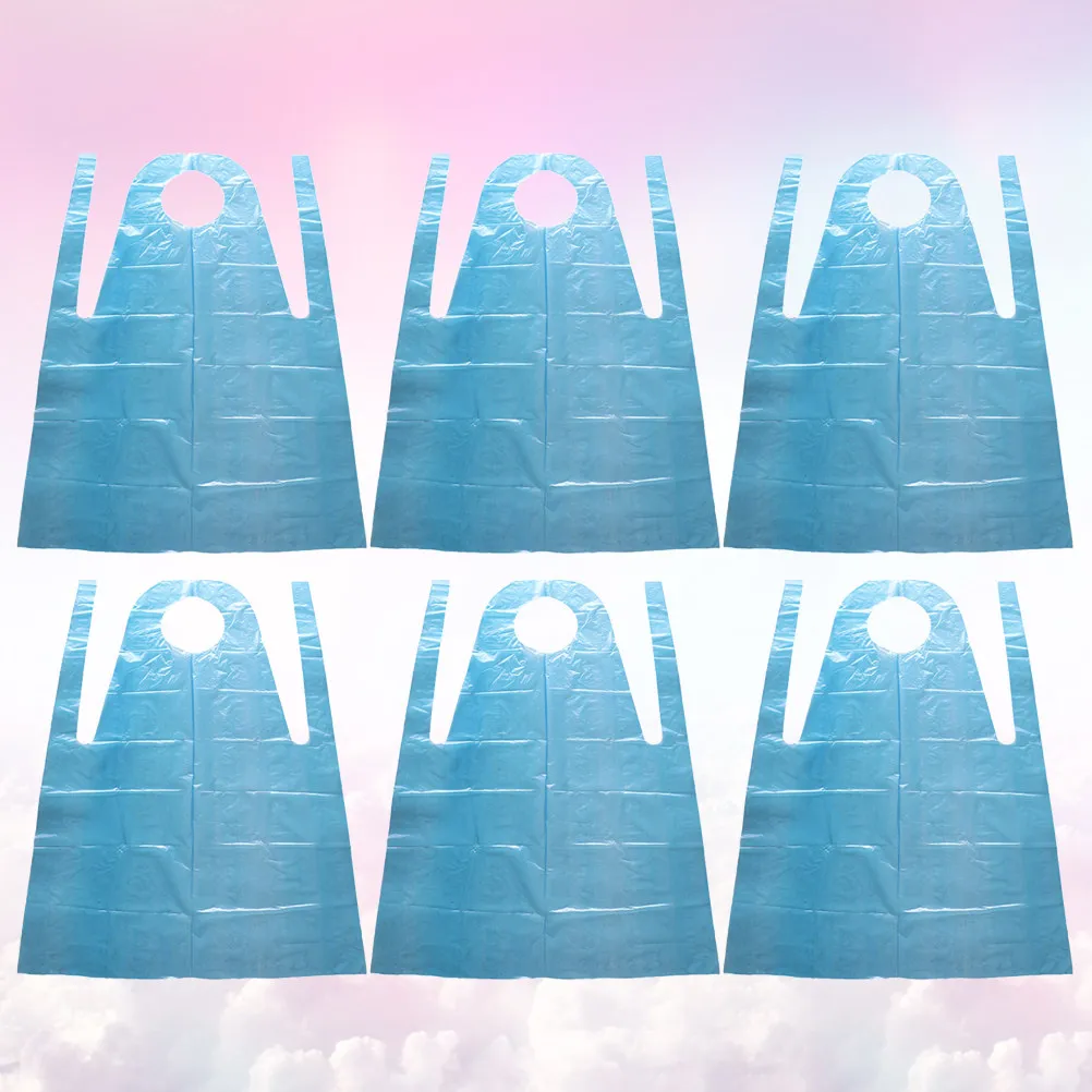 1Pack Disposable Waterproof Sleeveless Apron 120x72cm Blue Plastic Housework Barbecue Kitchen Restaurant Hotel Canteen Factory