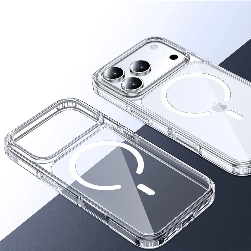 Luxuriöse klare Magsafe-Magnethülle für iPhone 17, 16, 15, 14, 13, 12, 11, Pro Max 17, Air 16e, kabellose Lade-Rückseite