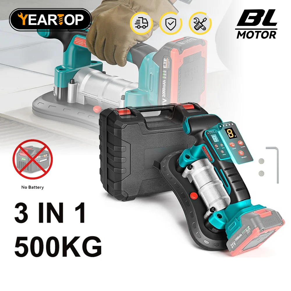 YEARTOP 9 Speed Tile Tiling Laying Machine 500KG Tile Vibration Leveling Machine Cordless Tile Power Tool for Makita 18V Battery