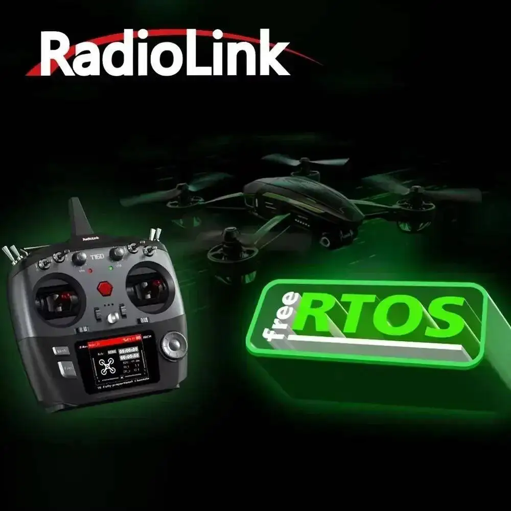 Radiolink T16D 16-Kanal 2,4G RC-Sender mit Linkshand-Gashebel und R16F Empfänger, Unterstützt ELRS-Modul für RC FPV Drohnen