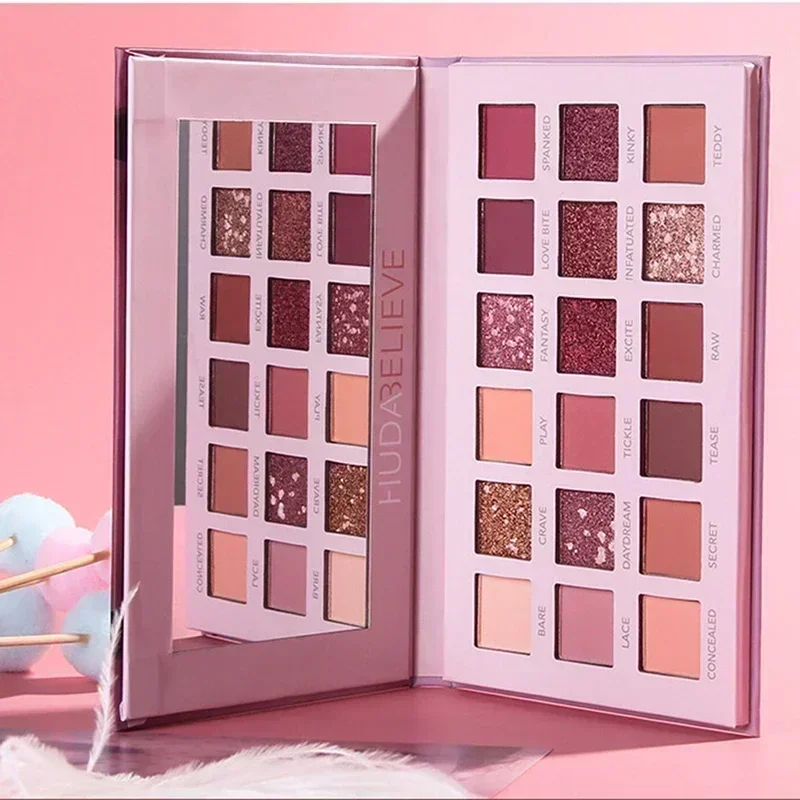 Paleta de Sombras com Espelho de Maquiagem Perolado, Fosco, Brilho, Brilho, Pigmento, Nu, Longa Duração, Sombra de Olhos, 9, 18, 35 Cores