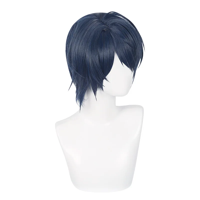 Unsolved Case File: Lu Jinghe Cosplay Wig With Simulated Scalp Short Blue-Black Hair