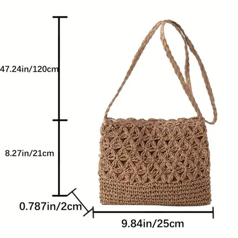 Small Fresh Crossbody Bag, Women\'s Bag, Straw Woven Shoulder Bag, Niche And Versatile Woven Bag, Simple And Fashionable Handbag