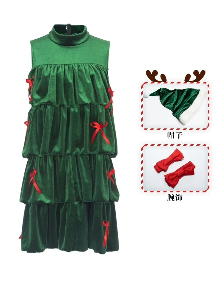 

2025 Anime Kawaii Christmas santa claus Costume Cosplay Dress Lolita Green Lace Dress Party Dance Suit Daily For Woman Girls