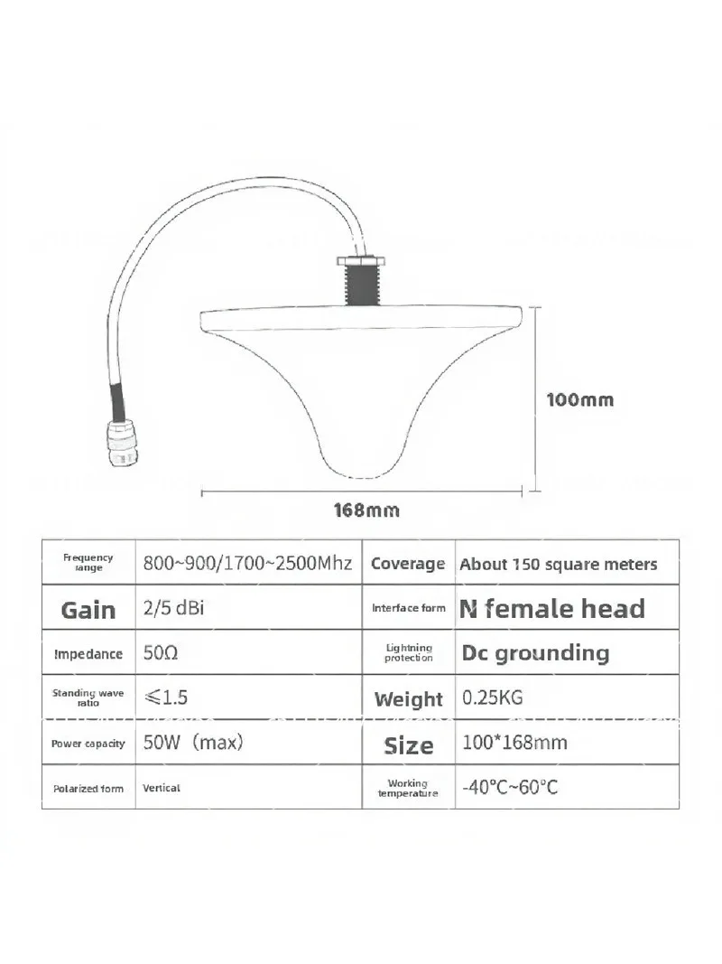 Indoor Mobile Signal Amplifier Omni Directional Ceiling Antenna Mushroom Head Design Signal Booster Accessory for Home Office