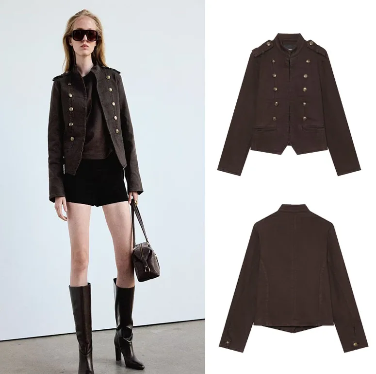 Fashionable Casual Denim Jacket Waist Cinched Short Coat for Women New Arrival Early Autumn Simple Match All Polyester Fiber