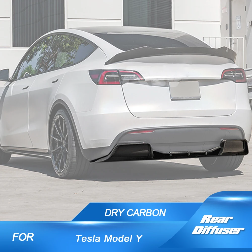 

Car Rear Bumper Diffuser Lip for Tesla Model Y 2019-2023 Car Rear Diffuser Lip Spoiler Rear Lip Chin Prepreg Dry Carbon Fiber