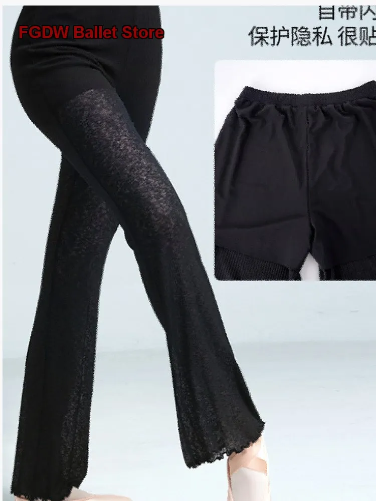 Women's Dance Pants White Warm Up Pants Slightly Flared Straight Leg Bottoming Pants Dance Shorts Modern Body Suit Skirt view 4