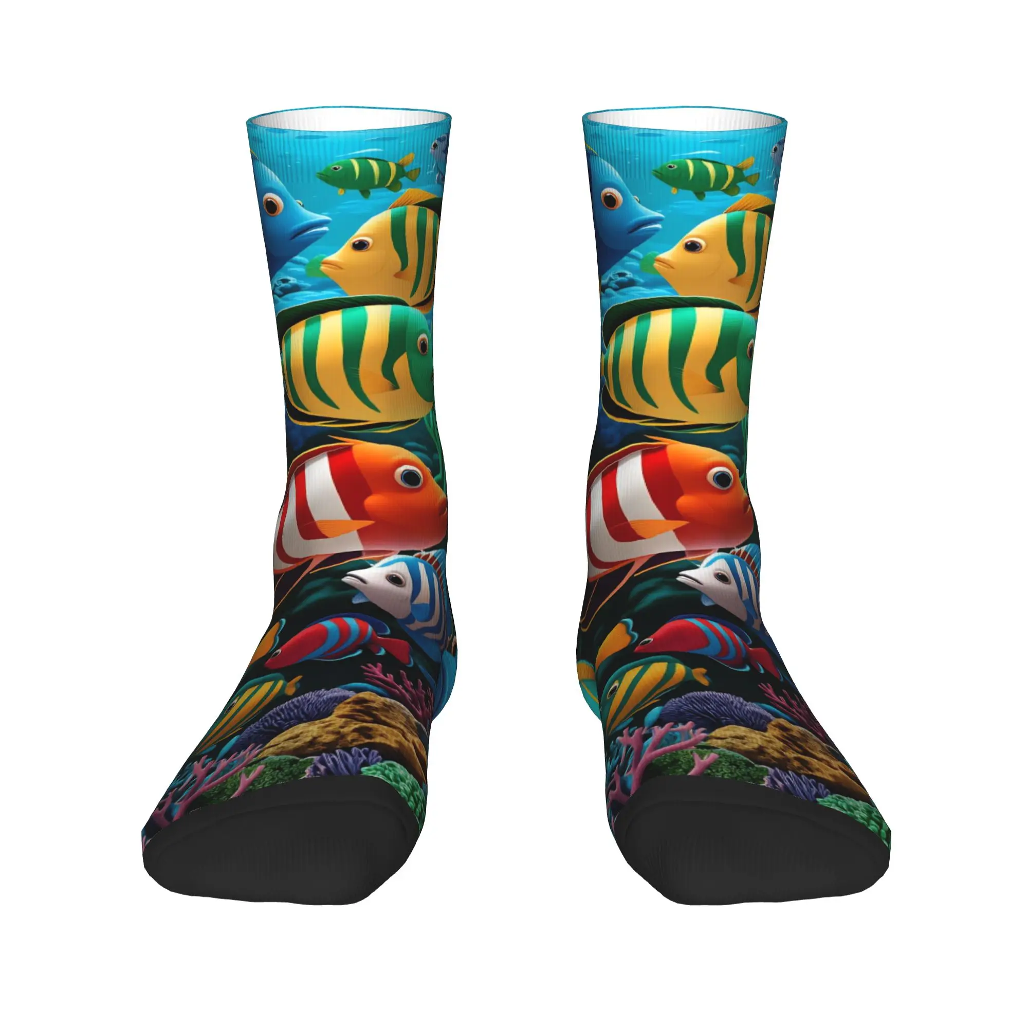 Beautiful Underwater World Colorful Fish Stockings Design Trendy Socks Spring Anti Bacterial Socks Men Cycling Comfortable Socks