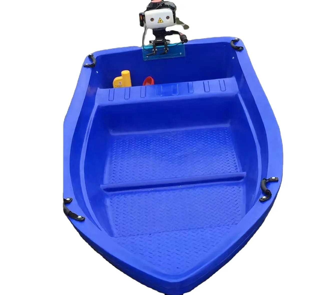 2.7m Small Hard PE Plastic Boat for 3 Adults Double Deck Configurable Outboard Motors for Fishing, Leisure, Patrol, Aquaculture