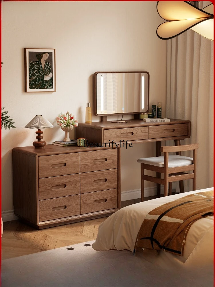 

chest dresser integrated bedroom simple modern bedside makeup table solid wood