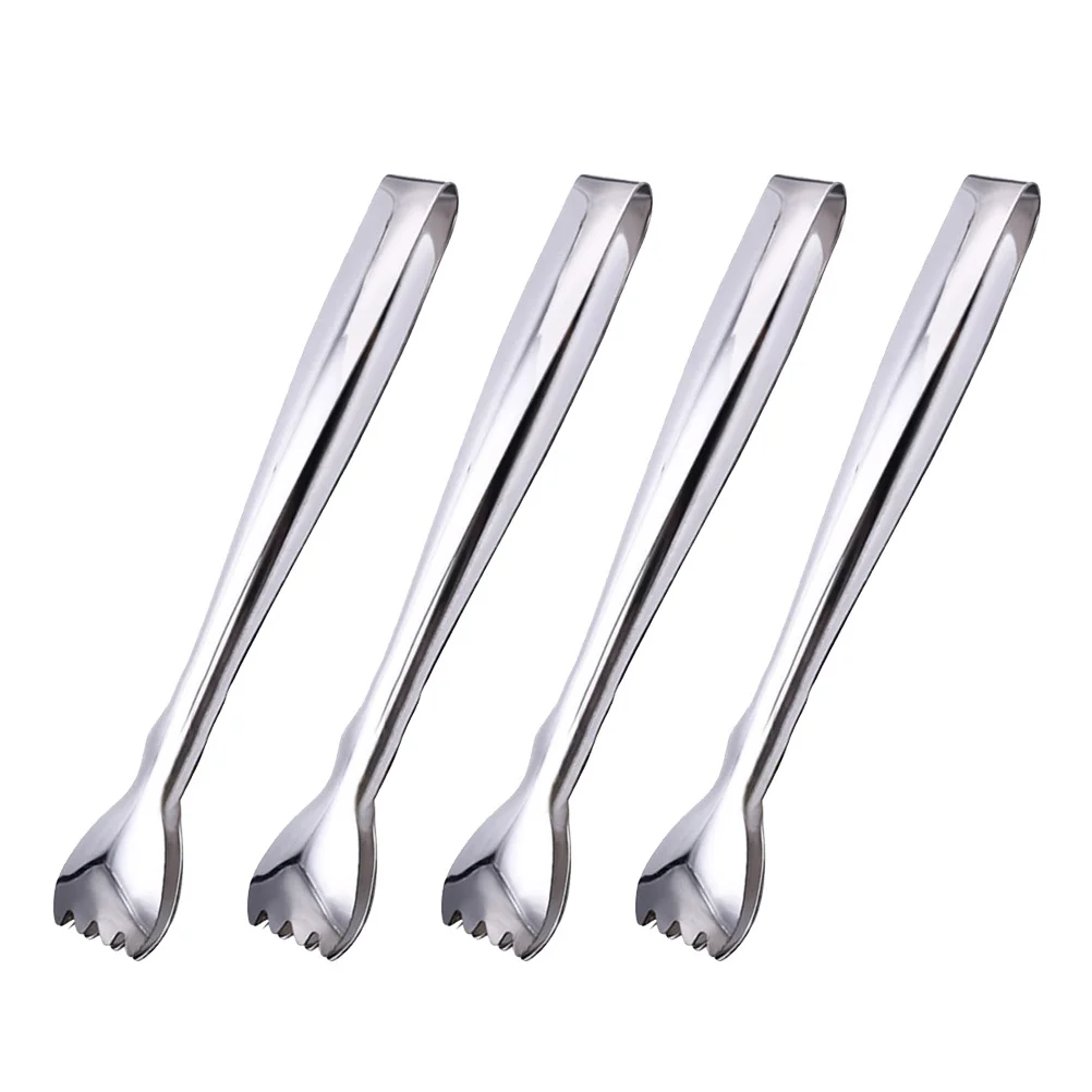 

4Pcs Stainless Steel Multi-Purpose Ice Cube Tongs Food Tong for Sugar Cubes Coffee Whisky Party Kitchen
