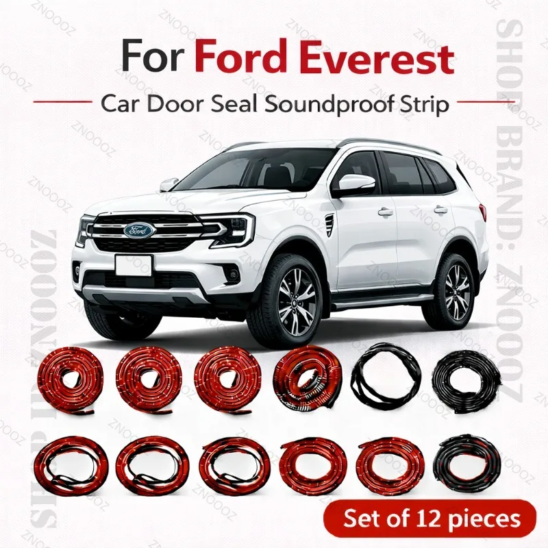 

Уплотнительная лента для дверей автомобиля Ford Everest, резиновая, двухслойная, звукоизоляционная, пыле- и водонепроницаемая, комплект из 12 штук