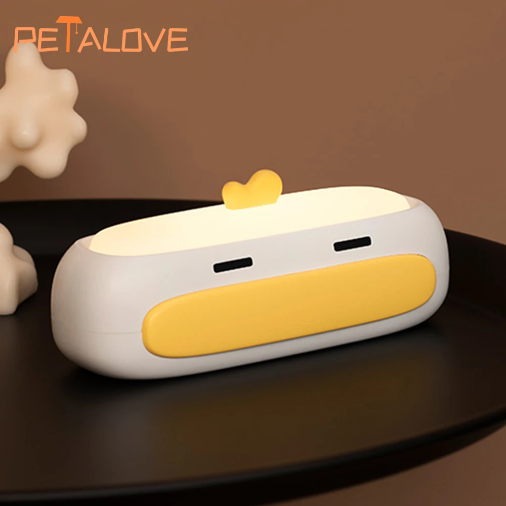 Duck Night Light Warm White Colorful Light Cute Animal Silicone Lamo Rechargeable Soft Toy Bedside Decoration for Kids Christmas