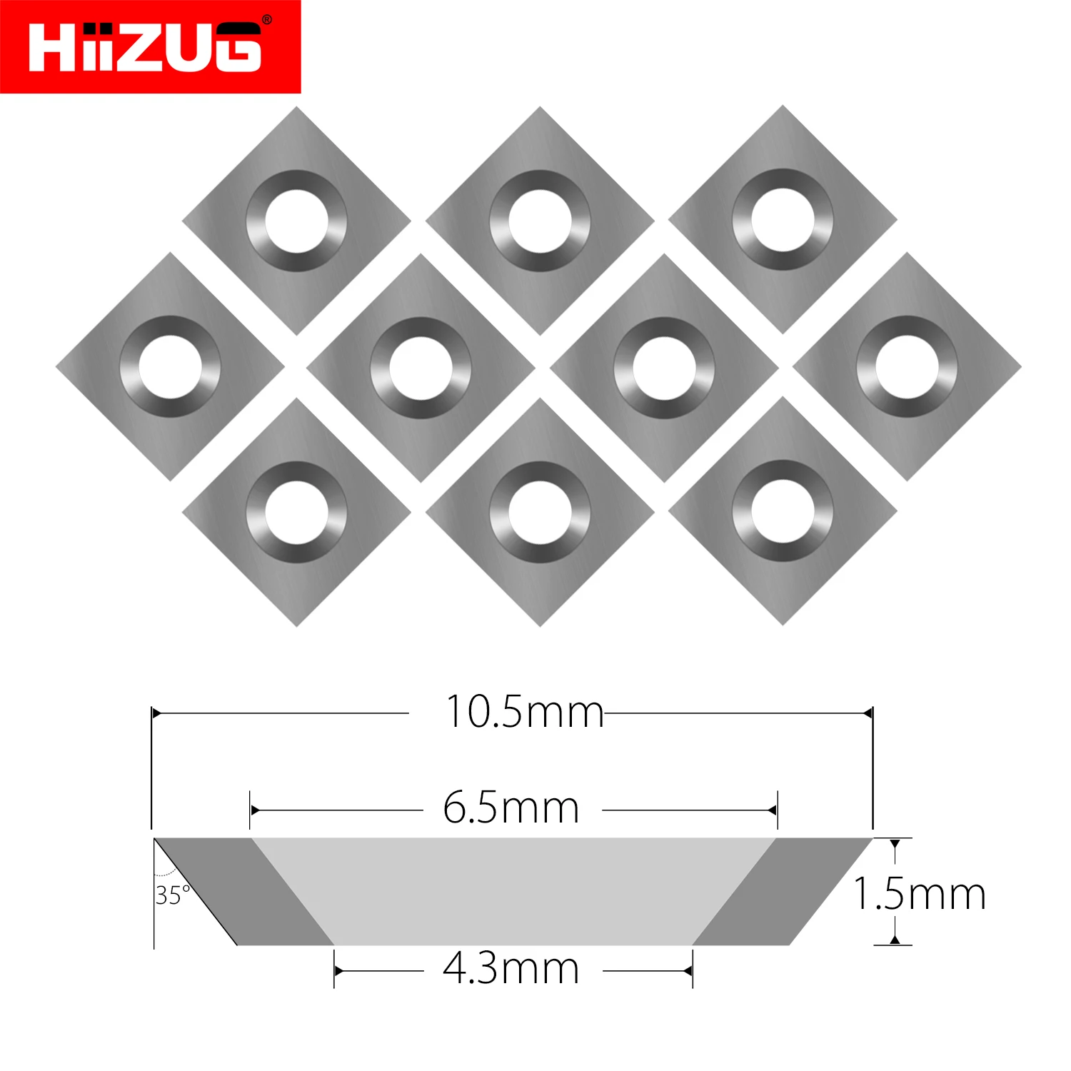 Sisipan karbida persegi 10.5mm untuk Amana RC-2247 alat bubut putar kayu Spiral Planer Spiral alat pertukangan 10 buah