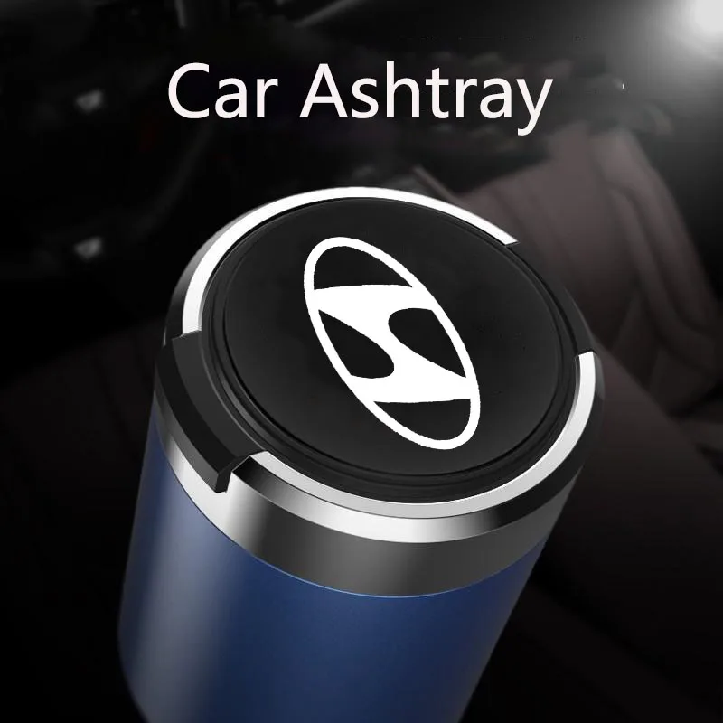 Car ashtray with blue LED light is suitable for Hyundai N Nline I10 I20 I30 I40 IX35 Tucson Sonata Elantra Veloster Kona Azera