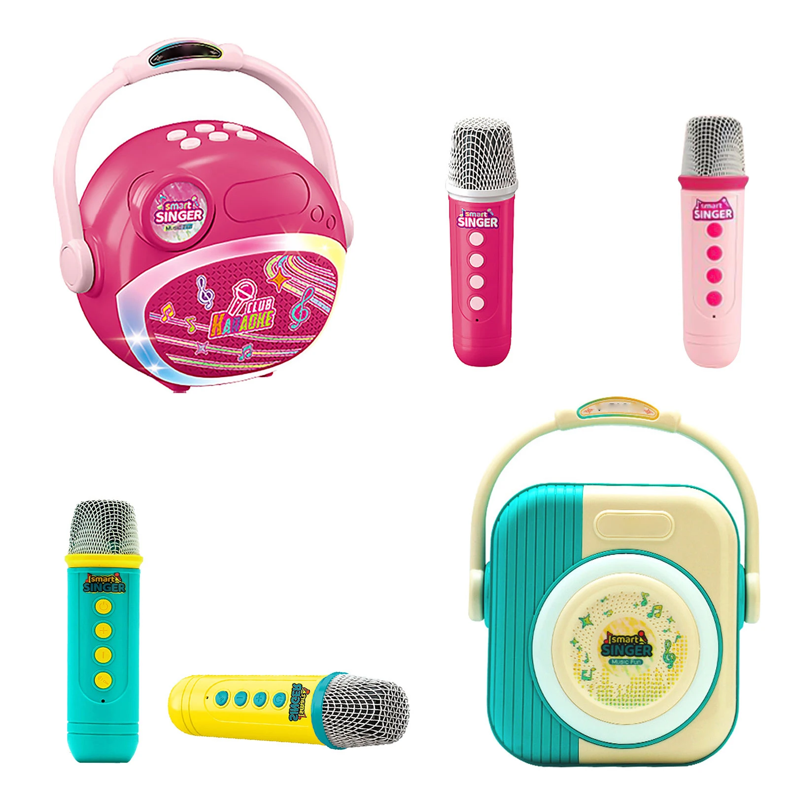 آلة الكاريوكي مع 2 ميكروفونات لاسلكية آلات موسيقية مكبر صوت قابل لإعادة الشحن BT Mic مجموعة سماعات للمنزل والحفلات الخارجية #5