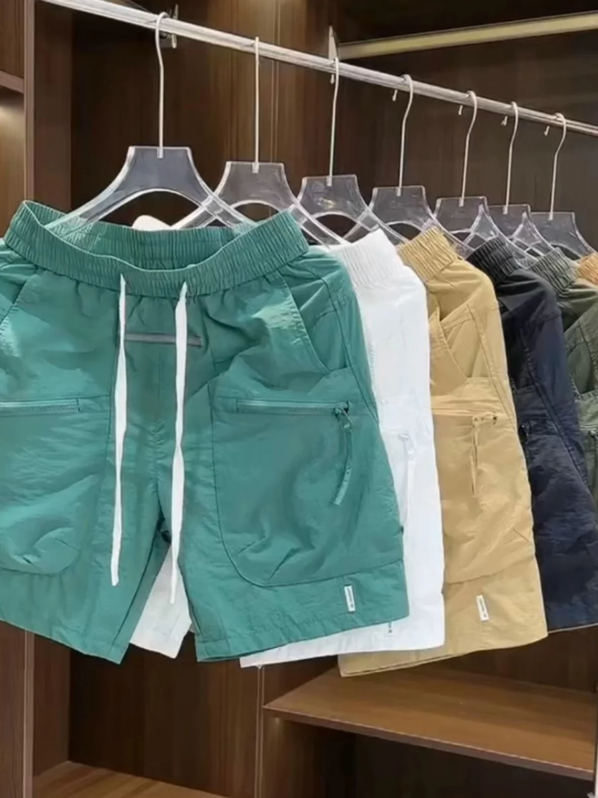 

Qui Dry Large Size Men's Summer Workwear orts Loose Fit Five Inch Thin Sle Casual Pants with kets Youth Faion